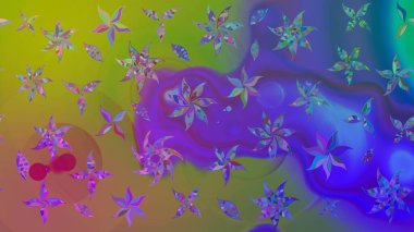 Küçük çiçekteki sevimli çiçek deseni. Raster illüstrasyonu. Mor renkte çiçekler.