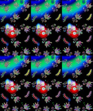 Grafiksel element dekorasyonu. Siyah, mavi ve yeşil siluet kar tanesi işareti. Düz dizayn. Raster illüstrasyonu. Sembol kışı, donmuş, Noel, yeni yıl tatili. Kar Tanesi mozaik simgesi.