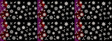 Renkli Bahar Teması eskiz kalıbı. Güzel çiçek deseni. Siyah renkli çiçekler. Düz Çiçek Elementleri Tasarımı.