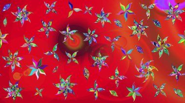 Desen, çizim, çiçek sınırı. Çiçek çelengi. Güzel, parlak, pürüzsüz kumaş, tuval. Kıvırcık, parlak örgü. Eski moda arka plan. Raster illüstrasyonu.