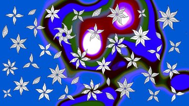 Sevimli çiçek raster deseni. Mavi renkli çiçekler. Renkli Bahar Teması eskiz kalıbı. Düz Çiçek Elementleri Tasarımı.