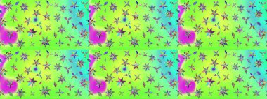 Raster illüstrasyonu. Yeşil renkte karalamalı çiçek deseni çiz.