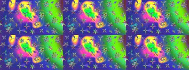 Raster illüstrasyonu. Yumuşak, yeşil renkli bahar çiçekleri. Çiçek ve yapraklı karalama şeklinde Raster çiçek deseni.