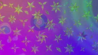 Raster Çiçek İllüstrasyonu 'nun şirin tekstili. Mor renkli etnik çiçeklerle zarif bir eskiz deseni..