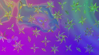 Raster illüstrasyonu. Çiçekli, yapraklı, çiçek desenli eskiz. El çizimi.