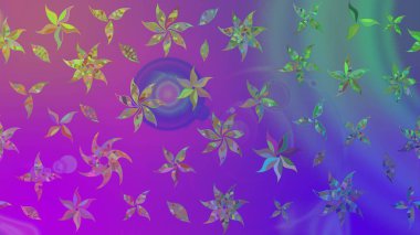 Küçük çiçekte hoş bir çiçek deseni var. Çiçeksel elementlerle süslenmiş zarif raster dokusu. Parlak çiçekli menekşe renkleri üzerine soyut çizim deseni.