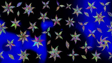 Nazik, sevimli çiçek arkaplanı. Çiçekli karalama şeklinde Raster çiçek deseni. Siyah renkte çiçekler.