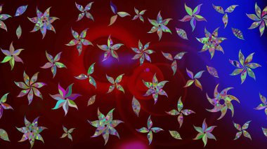 Renkli Yaz Temalı eskiz kalıbı. Düz Çiçek Elementleri Tasarımı. Kahverengi renkli çiçekler. Raster illüstrasyonunda çiçek deseni çizimi.