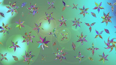 Yumuşak, yaz çiçekli arka plan. Yeşil renkli çiçekler. Raster çiçek desenli ve çiçekli..