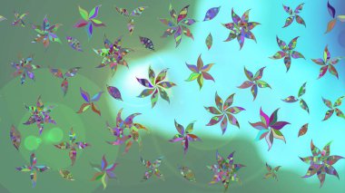 Modern çiçek arkaplanı. Moda baskıları için zarif bir şablon. Parlak renkli çiçekli ve yeşil yapraklı harika bir çiçek deseni. Halk stili.