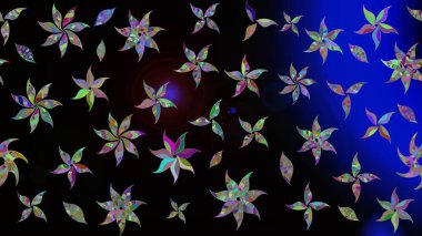 Siyah renkli çiçekler. Çiçek desenli çizim. Asya tekstil tarzında. Raster illüstrasyonu. Raster illüstrasyonu.