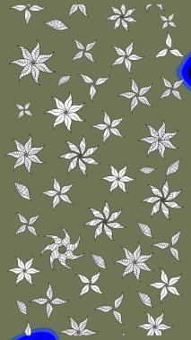 Eskiz stili yeşil renkler. Raster illüstrasyonu. Şirin karalamalı çiçek desenli çizim. Raster illüstrasyonu. El yapımı çiçek ve bitki koleksiyonu.