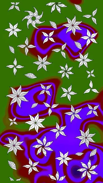 Elle boyanmış suluboya resim çizimleri, çiçekler ve bitkiler. Yeşil renkte çiçekler.