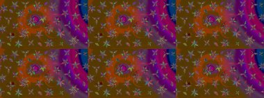 Çiçek ve yapraklı karalama şeklinde Raster çiçek deseni. Raster illüstrasyonu. Yumuşak, bahar çiçekleri kahverengi renklerde.