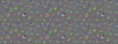 Üzerinde gri renkte çiçekler olan bir çiçek deseni çiz. Suluboya tarzında gri renkte çiçekler.