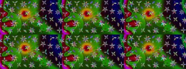 Çiçekli güzel suluboya desen. Yeşil renklerde. Raster illüstrasyonu.