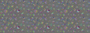 Üzerinde gri renkte çiçekler olan bir çiçek deseni çiz. Suluboya tarzında gri renkte çiçekler.