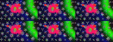 Çiçek arkaplan. Raster illüstrasyonu. Çiçek duvar kâğıdı. Renkli çizim kalıbı. Gri renkli şirin tekstil.