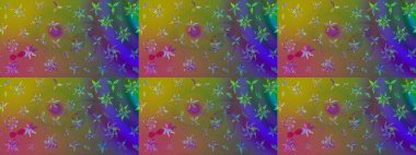 Raster illüstrasyonu. Çiçek desenli çizim. Yeşil renkli Asyalı tekstil.