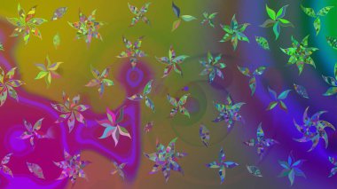 Küçük çiçekteki sevimli çiçek deseni. Yeşil renkte çiçekler.