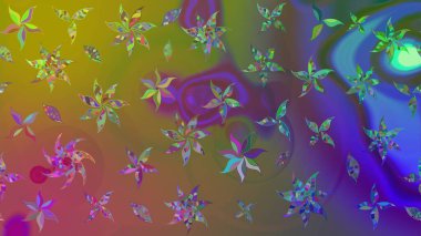 Güzel kumaş deseni. Raster suluboya deseni, narin çiçekler, yeşil çiçekler, tebrik kartı şablonu..