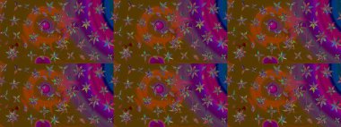 Modaya uygun kumaş deseni. Sevimli çiçek raster deseni. Renkli Yaz Temalı eskiz kalıbı. Düz Çiçek Elementleri Tasarımı.