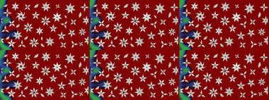 Raster illüstrasyonundaki çiçek desenli çizim. Kırmızı renkte çiçekler.