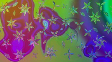 Yeşil renkli şirin tekstil. Çiçek arkaplan. Çiçek duvar kâğıdı. Renkli çizim kalıbı. Raster illüstrasyonu.