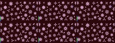 Hediye ambalaj kağıdı, tebrik kartları, posterler ve pankart tasarımı. Raster düz çiçek çizim deseni. Kahverengi renkte çiçekler.