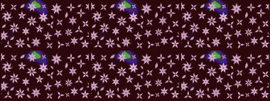 Yumuşak, bahar çiçekli arka plan. Çiçekli karalama şeklinde Raster çiçek deseni. Kahverengi renkte çiçekler.