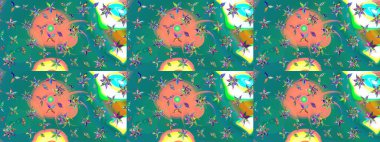 Yapraklı çizim şekli. Poster ya da kapak için arka plan. Davetiye ve kartpostal tasarımı için dekoratif çiçek unsurları. Tekstil için figür. Sevimli zarif çiçekler Raster illüstrasyonu.