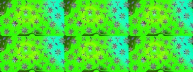 Varicologreen Raster çizimi. Küçük çiçekteki sevimli çiçek deseni. Birçok yeşil soyut çiçekli tropikal çizim deseni.