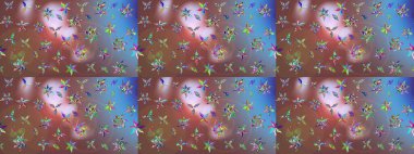 Kahverengi renkte çok kahverengi, zarif küçük çiçekler ve komik böcekler, raster desen, illüstrasyon.