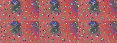 Çiçekli eskiz çizimi. Pembe renkli çiçekler. Renkli Yaz Temalı eskiz kalıbı. Düz Çiçek Elementleri Tasarımı.