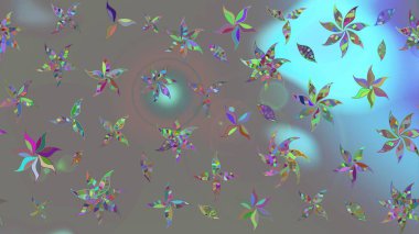 Raster illüstrasyonundaki çiçek desenli çizim. Gri renkli çiçekler.