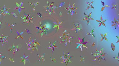 Raster Çiçek İllüstrasyonu 'nun şirin tekstili. Gri renkli etnik çiçeklerle zarif eskiz deseni.