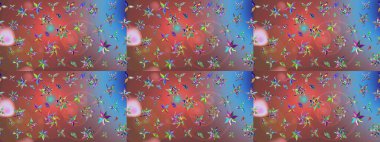 Güzel kumaş deseni. Renkli Yaz Temalı eskiz kalıbı. Raster Illustrasyon 'daki Çiçek Deseni' nin son moda çizimi. Düz Çiçek Elementleri Tasarımı.