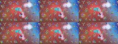 Düz Çiçek Elementleri Tasarımı. Renkli Bahar Teması eskiz kalıbı. Parlak arkaplan eskiz desenli çiçekli fantezi tasarımı.