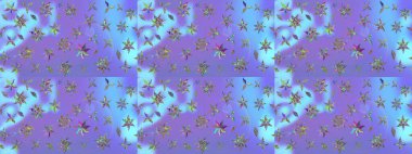 Raster illüstrasyonu. Çiçek desenli çizim. Raster illüstrasyonu. Mor renkli çiçekler. Asya tekstil tarzında.