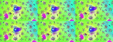 Arkaplan dokusu, duvar kağıdı, yeşil renkli çiçek teması. Kabile sanatı boho baskısı, klasik çiçek arkaplanı. Soyut etnik raster çizim kalıbı.