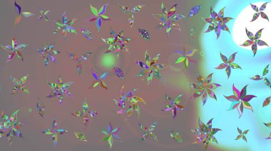 Yaprak ve çiçeklerin suluboya resimleri, gri renkte çizimler. Gri renklerde bahar çiçekleri. Raster illüstrasyonu.