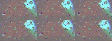 Gri renkli çiçekler. Raster illüstrasyonu. Çizim çiçek deseni duvar kağıdı için kullanılabilir.