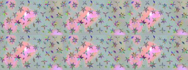 Güzel kumaş deseni. Raster illüstrasyonu. Bahar çiçekli güzel bir çiçek deseni..