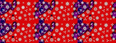 Çiçekli karalama şeklinde Raster çiçek deseni. Yumuşak, bahar çiçekli arka plan. Kırmızı renkte çiçekler.