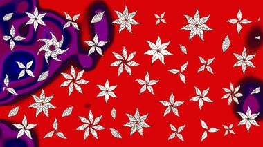 Raster Modaya uygun kumaş deseni. Renkli Bahar Teması eskiz kalıbı. Düz Çiçek Elementleri Tasarımı. Kırmızı renkli şirin çiçek deseni.