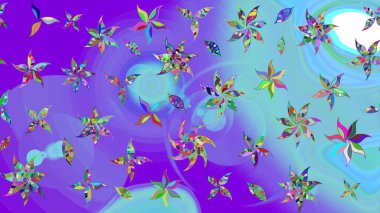 Mor renkli etnik çiçeklerle zarif bir eskiz şekli. Asya Tekstil 'inde Raster Çiçek İllüstrasyonu.