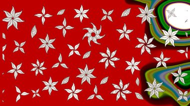 Kumaş desenli papatya çiçeği detayı. Kırmızı renkte çiçekler.