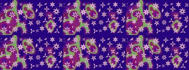 Raster illüstrasyonu. Mavi renklerde. 3D çiçekler, çizim.