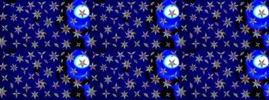 Raster illüstrasyonu. Çizim çiçek deseni duvar kâğıdı olarak kullanılabilir. Mavi renkte çiçekler.