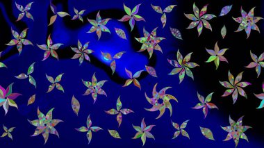 Düz Çiçek Elementleri Tasarımı. Raster illüstrasyonundaki çiçek desenli çizim. Süslü kumaş deseni. Renkli Bahar Teması çizim şablonu.